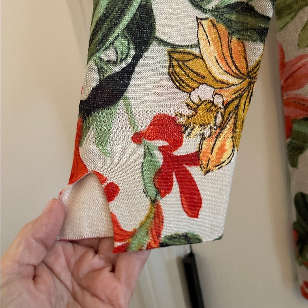 Chico's Vibrant Floral Open Cardigan - Picture 3 of 6